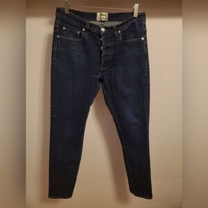 Acne Studios Denim Town STR RW. Dark blue. Faded. Men 32, inseam 26".